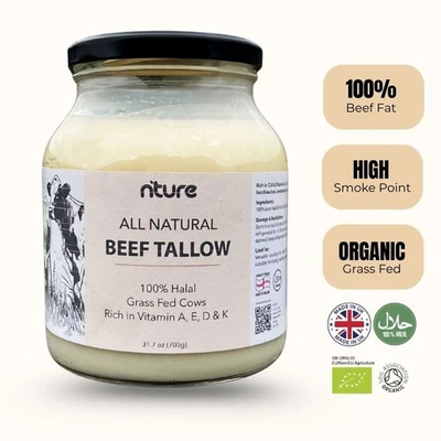 NTURE ORGANIC TALLOW 100% PURE TRADITIONAL BEEF FAT BRITISH GRASS FED 700G - Image 1 of 4