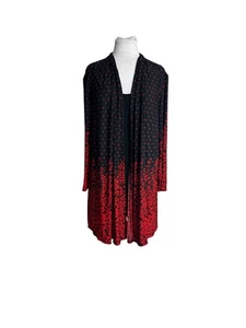 Serengeti Blouse Faux Two Piece Black Red Size XL Modest Mature Polka Dot - Picture 1 of 6