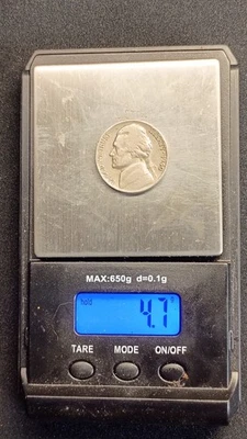 Moneda Jefferson 1940 níquel sin marca de ceca peso de 4,80 gramos Foto 1 de 4