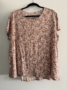 Pure Jill Womens XL Petite Blush/Mauve Abstract Print Scoop Neck Eliptical Tee - Picture 1 of 7