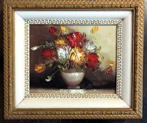 Vintage Original Oil on Canvas Painting Signed B. Ferber Floral Gilt Framed - Picture 1 of 4