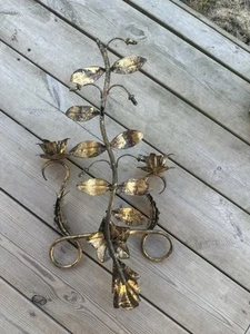 Vintage italienische Wandleuchte aus vergoldeter Leinwand - Blumen - Bild 1 von 3