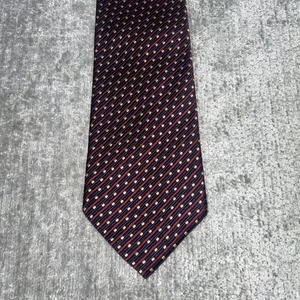 Equestrian Firenze Geometric Maroon Blue Made in Italy 100% Silk Necktie - Picture 1 of 6