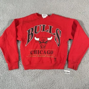 Vintage Chicago Bulls Sweatshirt 90s Red Boys Medium Kids - Picture 1 of 10