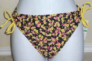 NWT HOBIE yellow floral or black with floral ruffle swim bikini bottom,S,M,L,XL - Picture 1 of 13