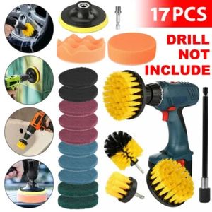17x Auto Car Drill Brush Kit Boar Hair Vehicle Interior Wheel Tile Cleaning Tool - Picture 1 of 9
