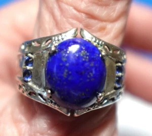 STERLING SILVER BLUE GOLD STONE BLUE TOPAZ RING SIZE 7.75   6.2 GRAMS - Picture 1 of 3