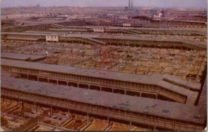 1950 Aerial View Kansas City MO Stock Yards And Meat Packing Center Postcard - Picture 1 of 2