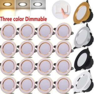 Downlight de techo empotrado LED regulable de 3 colores 10/20 piezas con controlador 220V - Imagen 1 de 8