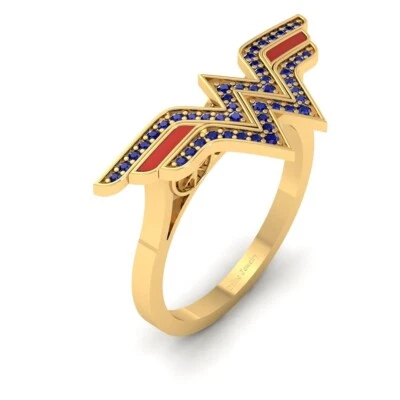 Ww Tiara Ispirato Fidanzamento Anello per Donna 0.25TCW Sintetico Zaffiro Blu - Immagine 1 di 4