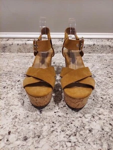 Marc Fisher Leather Cork Wedge Sandal Size 8 - Picture 1 of 9