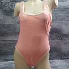 One-piece Swimsuit Women sz L  Checks Pattern Orange Swim wear Made in Israel