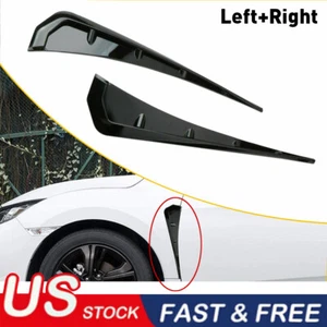 2Pcs Glossy Black Car Exterior Side Fender Vent Air Wing Cover Trim Universal US - Picture 1 of 11