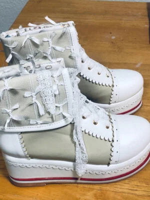 Lindas botas Lolita para mujer HILIB Cosplay brogue botas de cuña talla (6 euro38) Foto 1 de 4