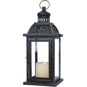 Large Candle Lanterns Decorative Indoor 14.4" Outdoor Lantern With Clear Glass V - Picture 1 of 9