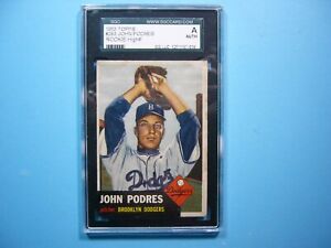 1953 TOPPS MLB HIGH NUMBER BASEBALL CARD #163 JOHN JOHNNY PODRES ROOKIE SGC A