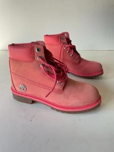 Timberland Juniors 6 '' Inch Waterproof Boots Pink Nubuck A1OPB Size 7 - Picture 1 of 14