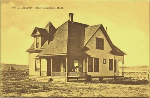 W. D. Jenkin's Home Columbus Montana Postcard Sepia Residence Porch People - Picture 1 of 2
