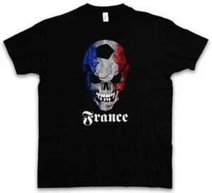 CLASSIC FOOTBALL SOCCER FRANCE SKULL FLAG T-SHIRT - französischer Fan Hooligan Banner - Bild 1 von 2