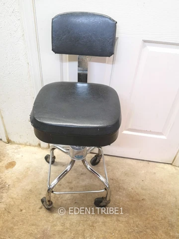 Vintage Industrial Steel Swivel Rolling Office Desk Chair Secretary Shop Black Cover