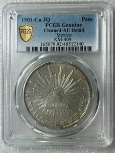 1901 Cn JQ Mexico Cap & Rays Silver Peso PCGS AU Free Shipping - Picture 1 of 2