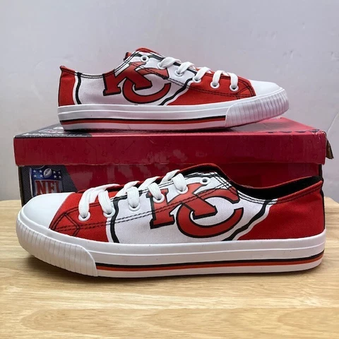 KANSAS CITY CHIEFS Red/White FOCO NFL "Low Top Sneakers" Shoes (Men's Size 10) Cover