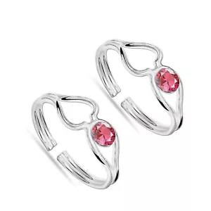 Elegant Beautiful Pure 92.5 Sterling Silver Pink Toe Ring for Women - Picture 1 of 3