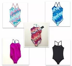 Traje de baño Nike para niñas 1 pieza Crossback inmiscible y espalda de corredor Tú eliges patrón, talla - Imagen 1 de 23