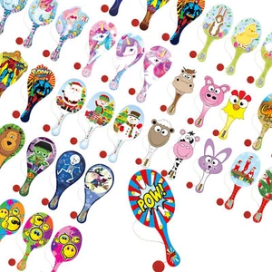 Paddle Ball Schläger aus Holz - 6er Pack - Spielzeug Beute/Party Tasche Füllung Kinder/Kid Biff - Bild 1 von 15
