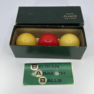 Vintage Super Aramith Set Of 3 Pool Balls In Box Great Shape 2.25 Inch Diameter - Picture 1 of 4