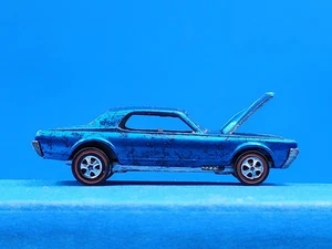 Hot Wheels Y30 CUSTOM COUGAR Original Redline 1968 US BLUE SPECTRAFLAME - Picture 1 of 19