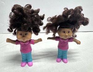 Burger King Cabbage Patch Kids Doll 3.5" 2007 Curly Hair Dark Skin Lot of 2 - Picture 1 of 6