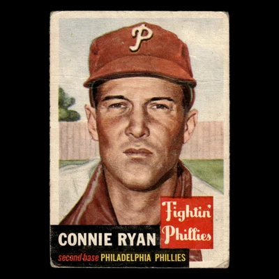 Connie Ryan #102 1953 Topps (damaged) Philadelphia Phillies Baseball Card MLB - Image 1 of 3