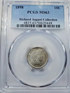 1898 Barber Dime PCGS MS-63 Richard August Collection  - Bild 1 von 4