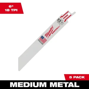 Hojas de sierra de corte de metal Milwaukee Thin Kerf, paquete de 5, 6 pulgadas Longitud, 18 TPI, - Imagen 1 de 10