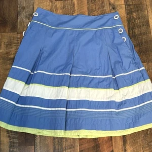 Talbots Skirt Womens 12 Knee Blue Green Cotton Boho Coastal Cottage Beach Lined - Picture 1 of 10