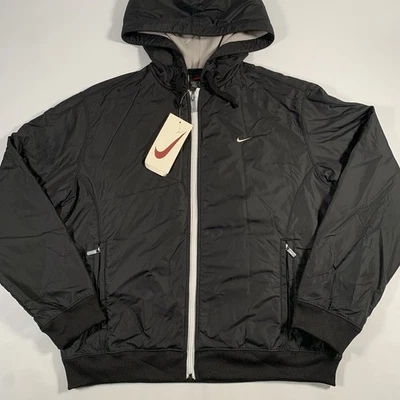 Chaqueta Nike De Colección Años 90 Para Mujer Grande 12-14 Negra Forrada de Vellón Con Capucha Cremallera Completa Nueva Con Etiquetas Foto 1 de 4