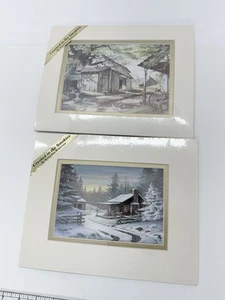 Set Of 2 Lee Robertson Prints Smoky Mountains Tennessee Cabin Artwork 8”x10” - Picture 1 of 9