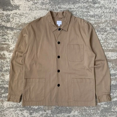 Sunspel Chore Jacket Tan Medium Men’s Worker Multi Pocket Button Up Light Twill - Image 1 of 4