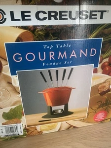 Le Creuset Cast Iron Gourmand Table Top Fondue Set Volcanic Orange - Picture 1 of 9