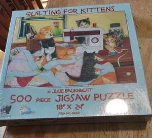 Quilting for Kittens Jigsaw Puzzle 500 PC Sunsout #67263 Julie Bauknecht - NEW - Picture 1 of 3
