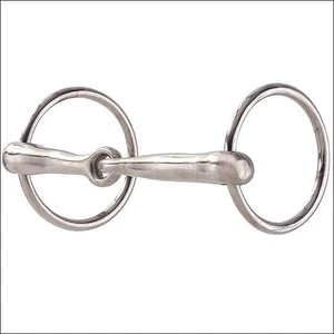 90AH Hilason Nickel Plated Malleable Iron Pony Ring Snaffle Mouth Horse Bit - Picture 1 of 4