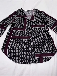 Blusa plisada con estampado de cadena Ann Taylor para mujer S mezcla de poliéster trabajo oficina - Imagen 1 de 8
