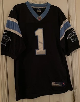 Camiseta Cam Newton Reebok Carolina Panthers #1 para hombre talla 52 en el campo cosida negra Foto 1 de 4
