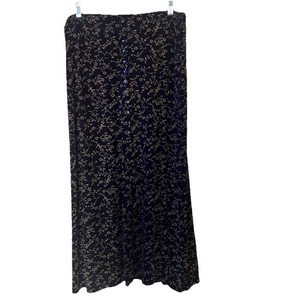 Vtg Briggs NY Women’s Boho Skirt 2XL Black Floral Stretch Slit Buttons USA Made - Picture 1 of 13