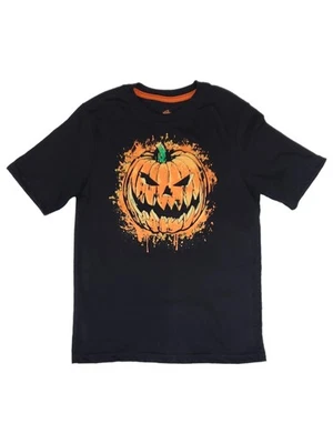 Boys Black Short Sleeve Halloween Scary Jack-O-Lantern T-Shirt Tee Shirt XS 4-5 - Image 1 of 2