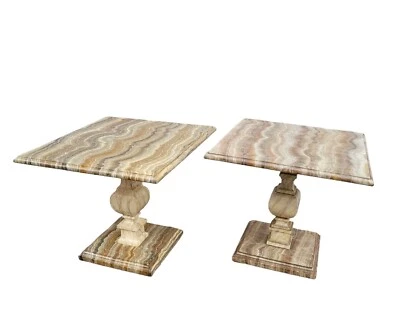 2 Tables Ou Bouts De Canapé Peintes Faux-marbre, XXème Siècle - Photo 1/4