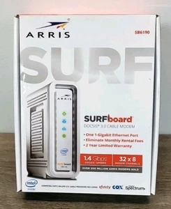 ARRIS Surfboard SB6190 3.0 Cable Modem 1GB 1.4Gbps DOCSIS White - Photo 1/5