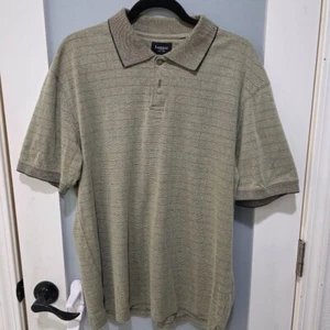 Haggar Men’s Polo Shirt Olive Green Textured Collared Short Sleeve Size M - Picture 1 of 4