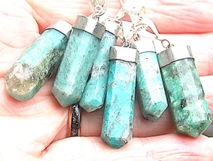 One Blue Aragon Aragonite Crystal  Pendant Box & Chain Release Emotional Traumas - Picture 1 of 2